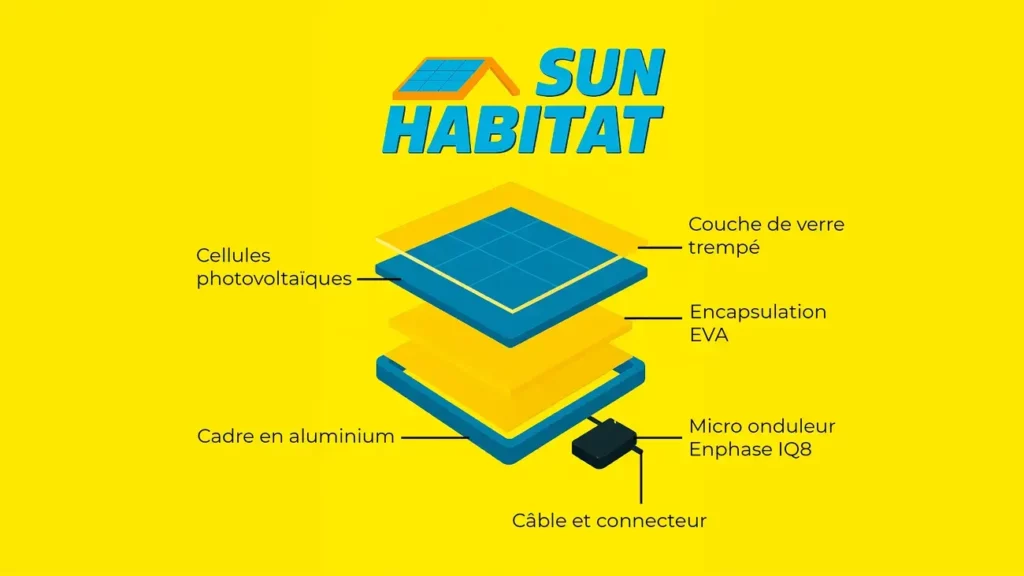 Vue éclaté d'un panneau solaire