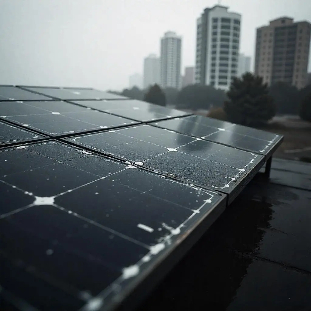 panneaux solaires abimés par le mauvais temps